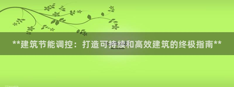 e尊平台：**建筑节能调控：打造可持续和高效建筑的终极指南**
