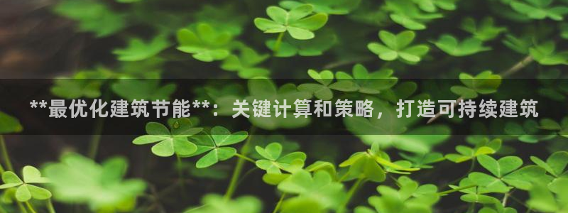 e尊国际的手机登录网站：**最优化建筑节能**：关键计算和策略，打造可持续建筑